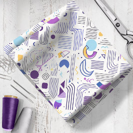 レトロ幾何学的抽象芸術パット#4 Purple Blue ID1067 ファブリック