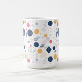 レトロ幾何学的抽象芸術パット#6 NavyバラID1067 コーヒーマグカップ (中央)