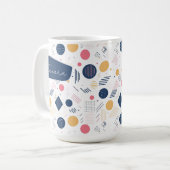 レトロ幾何学的抽象芸術パット#6 NavyバラID1067 コーヒーマグカップ (正面左)
