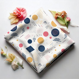 レトロ幾何学的抽象芸術パット#6 NavyバラID1067 ファブリック