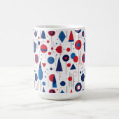 レトロ幾何学的抽象芸術パット#9 Navy Red ID1067 コーヒーマグカップ (中央)