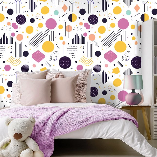 レトロ幾何学的抽象芸術パーツ#8マゼンタID1067 壁紙 (クリエイターアップロード済み)