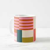 レトロ幾何学的抽象芸術モザイク コーヒーマグカップ (正面左)
