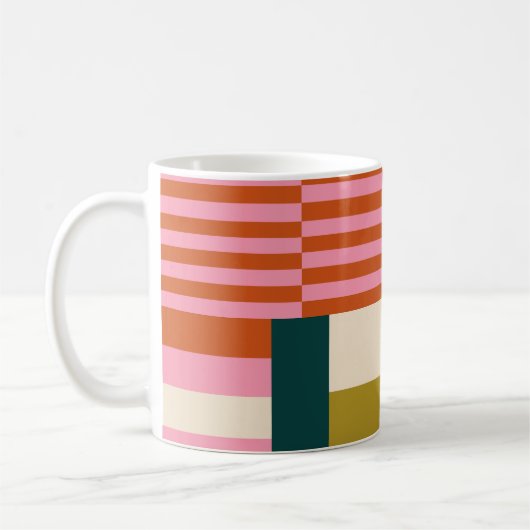 レトロ幾何学的抽象芸術モザイク コーヒーマグカップ (左)