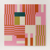 レトロ幾何学的抽象芸術モザイク ジグソーパズル (横)