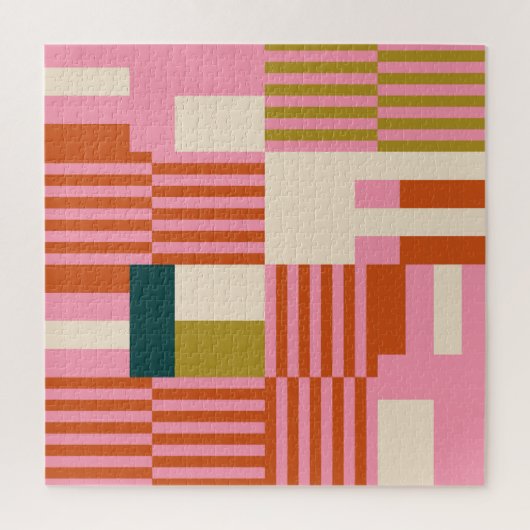 レトロ幾何学的抽象芸術モザイク ジグソーパズル (縦)