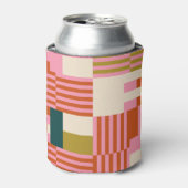 レトロ幾何学的抽象芸術モザイク 缶クーラー (缶正面)