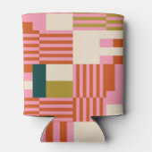 レトロ幾何学的抽象芸術モザイク 缶クーラー (裏面)