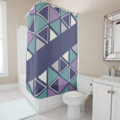 レトロ幾何学的数々の三角形 シャワーカーテン (インサイチュ)