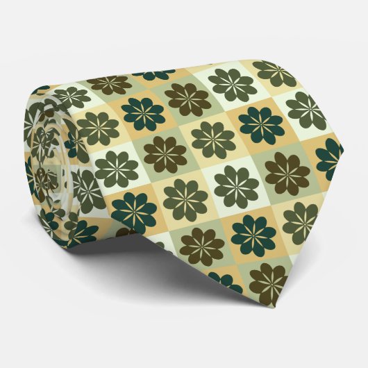 レトロ幾何学的花柄ネックタイ ネクタイ (ロール)