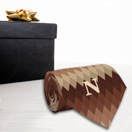 レトロ幾何学線ブラウンモノグラム ネクタイ