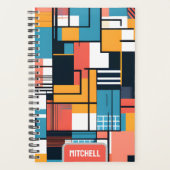 レトロ幾何学色ブパーソナライズされたロック2024 プランナー手帳 (正面)