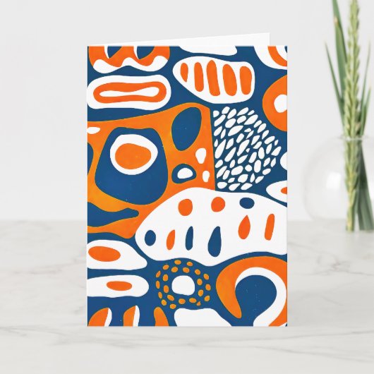 レトロ幾何学青オレンジ白 カード (正面)