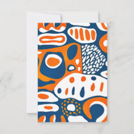 レトロ幾何学青オレンジ白 サンキューカード