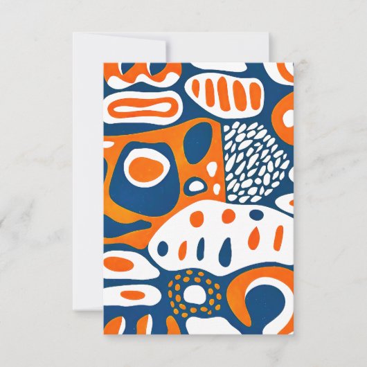 レトロ幾何学青オレンジ白 サンキューカード (正面)