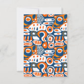 レトロ幾何学青オレンジ白 サンキューカード (裏面)