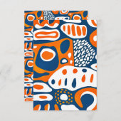 レトロ幾何学青オレンジ白 サンキューカード (正面/裏面)