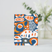 レトロ幾何学青オレンジ白 ポストカード (スタンド正面)