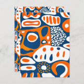 レトロ幾何学青オレンジ白 ポストカード (正面/裏面)