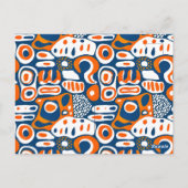 レトロ幾何学青オレンジ白 ポストカード (裏面)