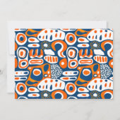 レトロ幾何学青オレンジ白 招待状 (裏面)