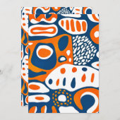 レトロ幾何学青オレンジ白 招待状 (正面/裏面)