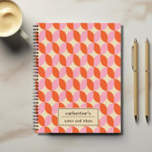 レトロ幾何形状パターンスパイラル ノートブック