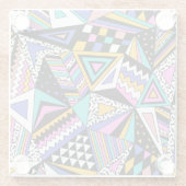 レトロ幾何形状：カラフルヴィンテージ。 ガラスコースター (裏面)