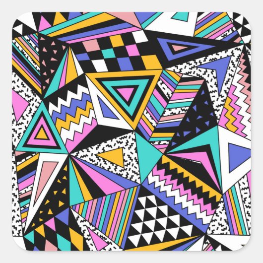 レトロ幾何形状:カラフルヴィンテージ。 スクエアシール (正面)