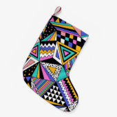 レトロ幾何形状：カラフルヴィンテージ。 スモールクリスマスストッキング (正面 (吊り時))
