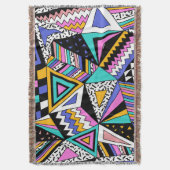 レトロ幾何形状:カラフルヴィンテージ。 スローブランケット (正面縦)