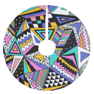 レトロ幾何形状：カラフルヴィンテージ。 ブラッシュドポリエステルツリースカート