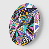 レトロ幾何形状：カラフルヴィンテージ。 ラージ壁時計 (傾斜)