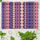 レトロ幾何点々のあるストライプ キッチンタオル (折り畳み)