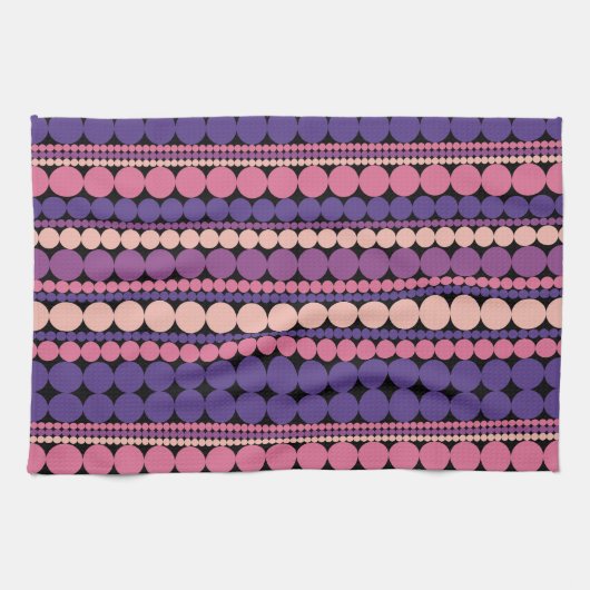 レトロ幾何点々のあるストライプ キッチンタオル (横)