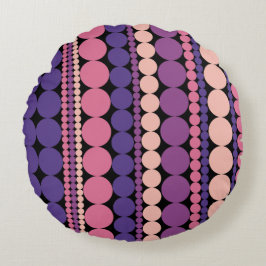 レトロ幾何点々のあるストライプ ラウンドクッション