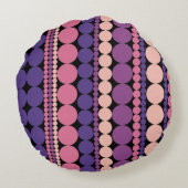 レトロ幾何点々のあるストライプ ラウンドクッション (裏面)