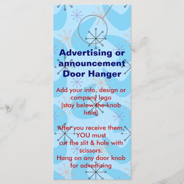 レトロ広告のドアハンガープロモーションラベル (正面)