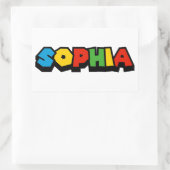 レトロ建物ブロックフォントソフィア 長方形シール (バッグ)