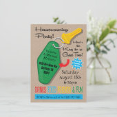 レトロ引っ越し祝いパーティーパーティの招待状 招待状 (スタンド正面)