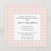 レトロ引っ越し祝いパーティー招待状-ピンク&イエロー 招待状 (正面/裏面)