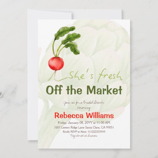 レトロ彼女は市場のブライダルシャワーを離れている 招待状 (正面)