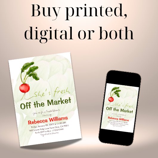 レトロ彼女は市場のブライダルシャワーを離れている 招待状