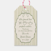 レトロ彼女は彼女の完璧な抹茶ブライダルシャワーを見つけた ギフトタグ (正面)