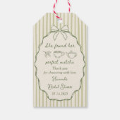 レトロ彼女は彼女の完璧な抹茶ブライダルシャワーを見つけた ギフトタグ (裏面)