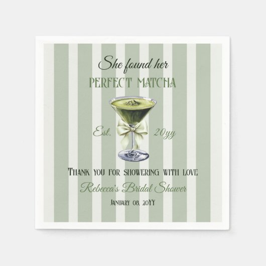 レトロ彼女は彼女の完璧な抹茶ブライダルシャワーを見つけた スタンダードカクテルナプキン (正面)