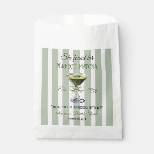 レトロ彼女は彼女の完璧な抹茶ブライダルシャワーを見つけた フェイバーバッグ (正面)