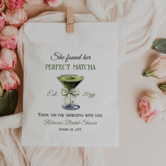 レトロ彼女は彼女の完璧な抹茶ブライダルシャワーを見つけた フェイバーバッグ