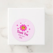 レトロ微笑みピンクの花誕生日ありがとう フェイバータグ (インサイチュ)