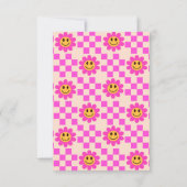 レトロ微笑みピンクフラワーガール誕生日 サンキューカード (裏面)